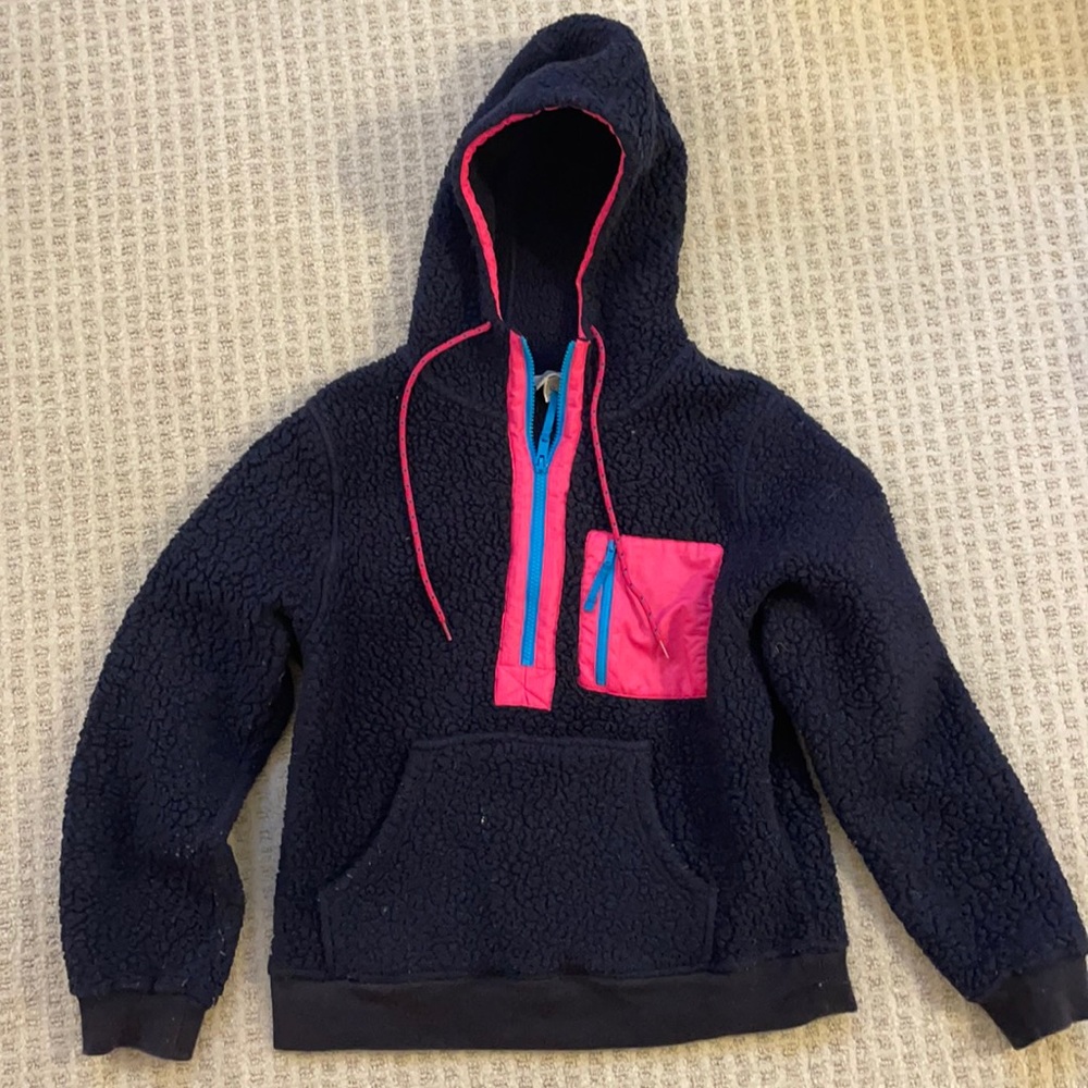 Jcrew polartec sherpa fleece half-zip hoodie